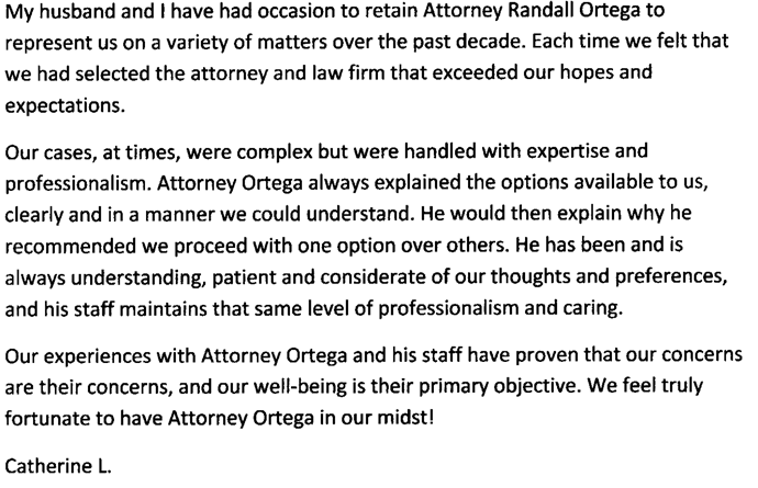 Testimonial about Randall A. Ortega